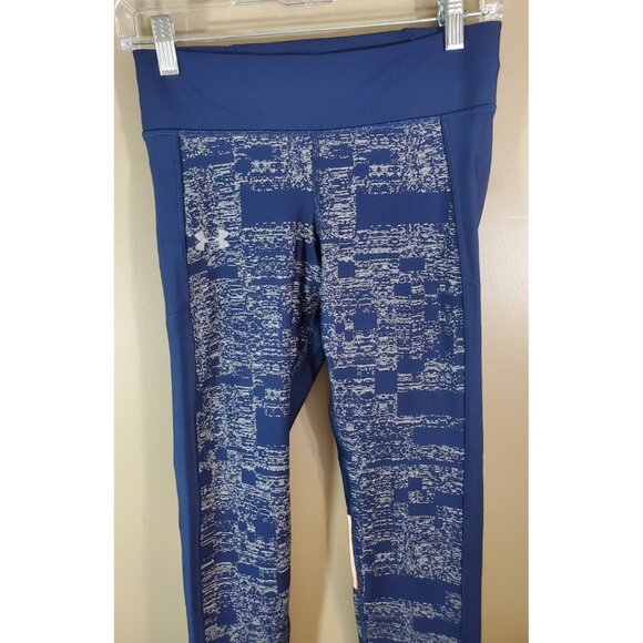 Women's Under Armour Blue & Pink Compression Heatgear Leggings Size M Ankle Zip - Picture 3 of 13